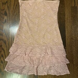 Edikted Blush Lace Strapless Dress